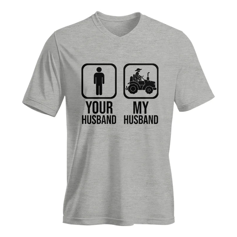 Image of My Husband Is Cooler Than Yours Funny Farm Tractor 2 - Unisex Jersey Short Sleeve V-Neck Tee