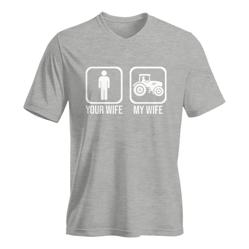 Image of My Wife Is Cooler Than Yours Funny Farm Tractor 1 - Unisex Jersey Short Sleeve V-Neck Tee