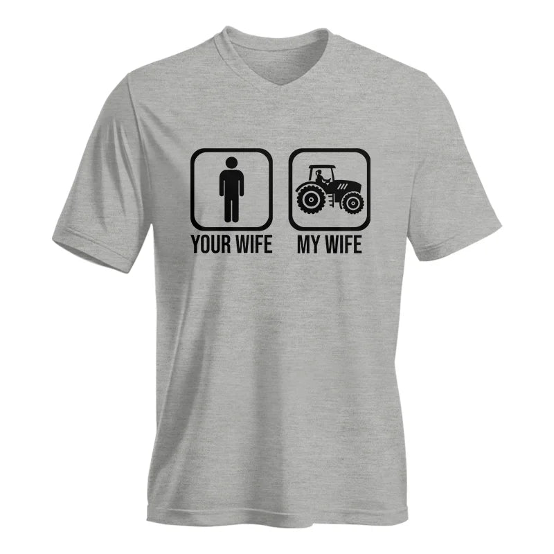 Image of My Wife Is Cooler Than Yours Funny Farm Tractor 2 - Unisex Jersey Short Sleeve V-Neck Tee