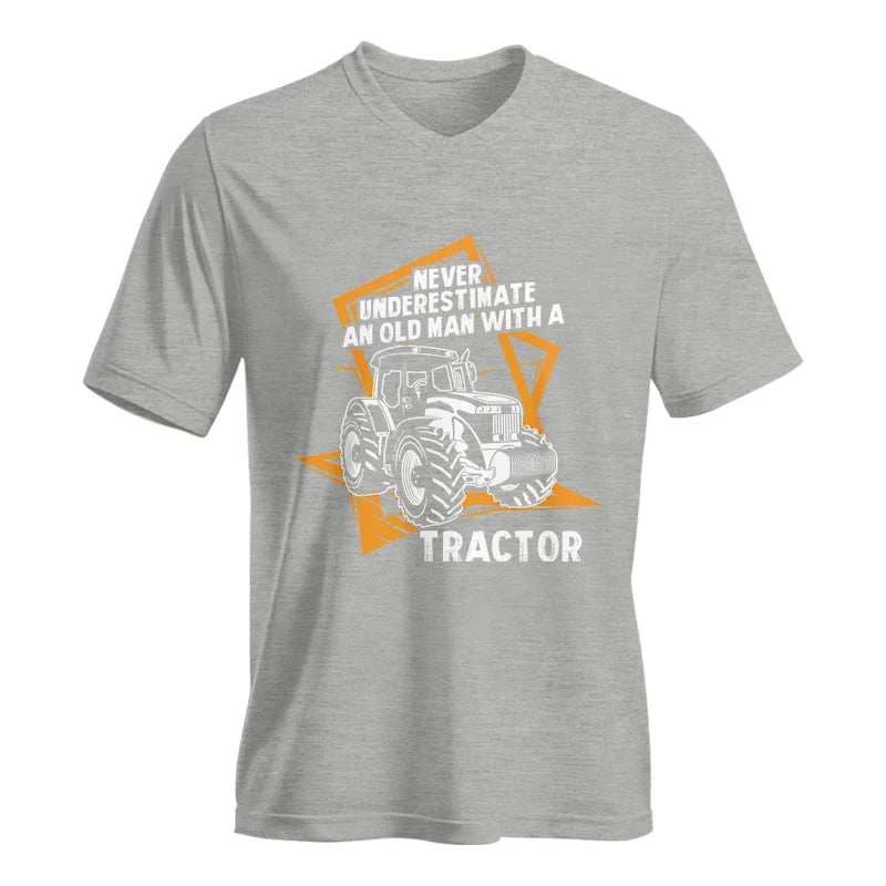 Never Underestimate An Old Man With A Tractor Farming Dad - Unisex Jersey Short Sleeve V-Neck Tee