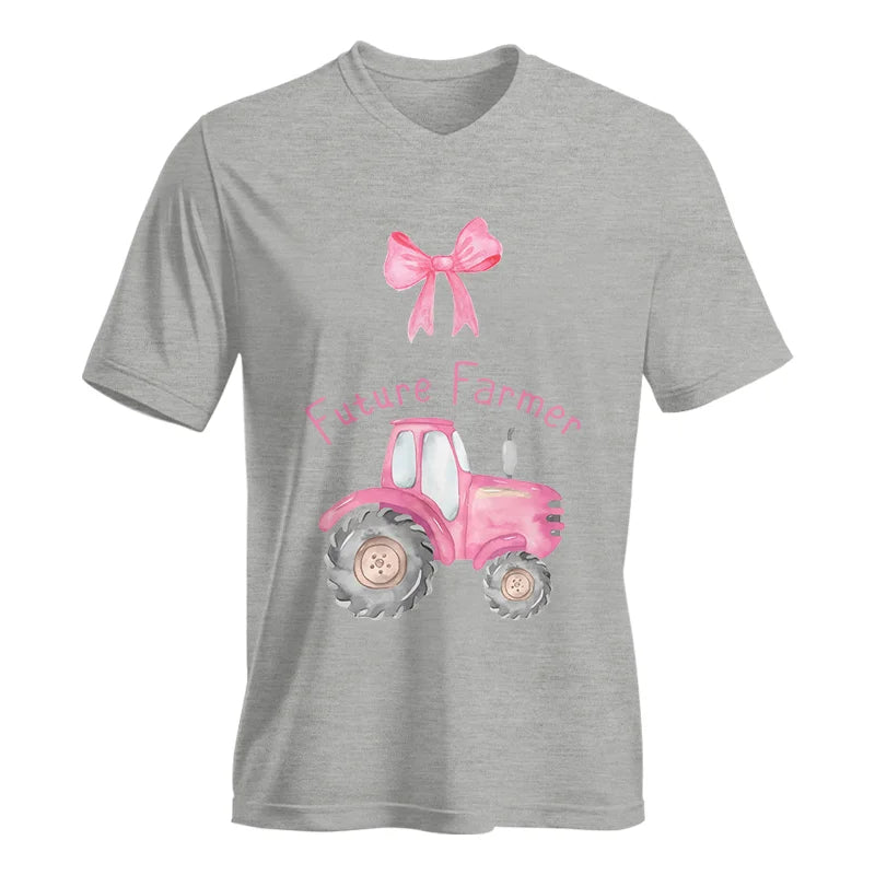 Pink Tractor For Future Farmer - Unisex Jersey Short Sleeve V-Neck Tee