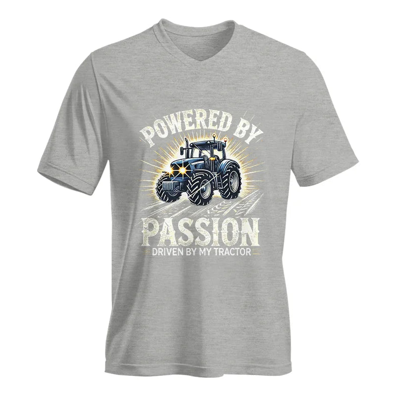 Powered By Passion Driven By My Tractor - Unisex Jersey Short Sleeve V-Neck Tee