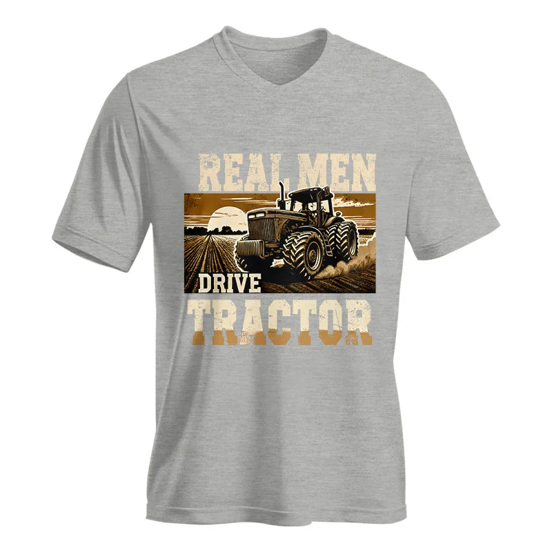 Real Men Drive Tractor - Unisex Jersey Short Sleeve V-Neck Tee