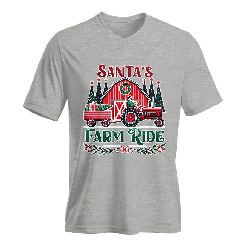 Image of Santa's Farm Ride 1 - Unisex Jersey Short Sleeve V-Neck Tee