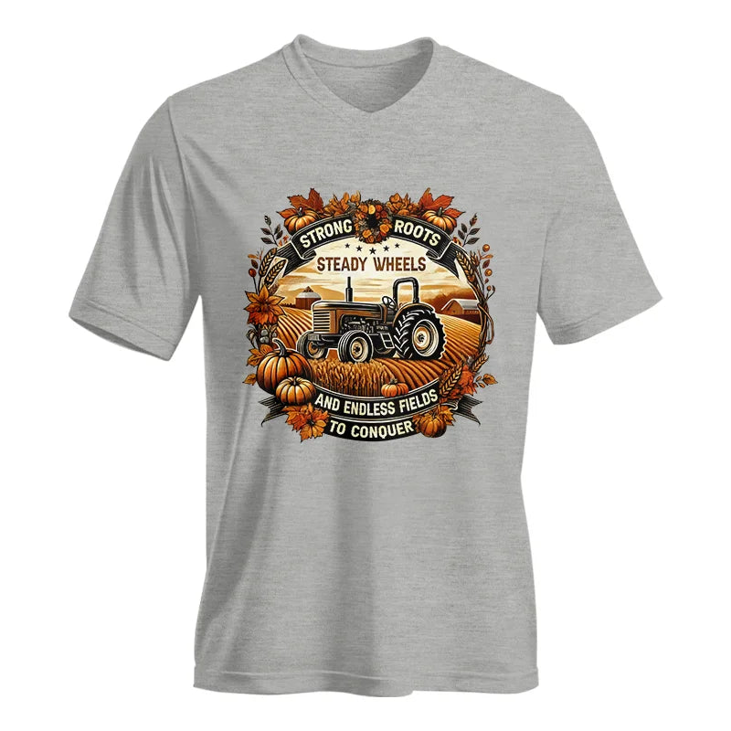 Thanksgiving Farmer Endless Fields To Conquer 1 - Unisex Jersey Short Sleeve V-Neck Tee