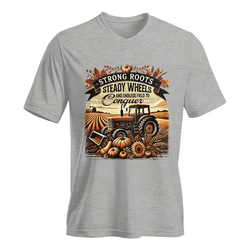 Thanksgiving Farmer Endless Fields To Conquer 2 - Unisex Jersey Short Sleeve V-Neck Tee