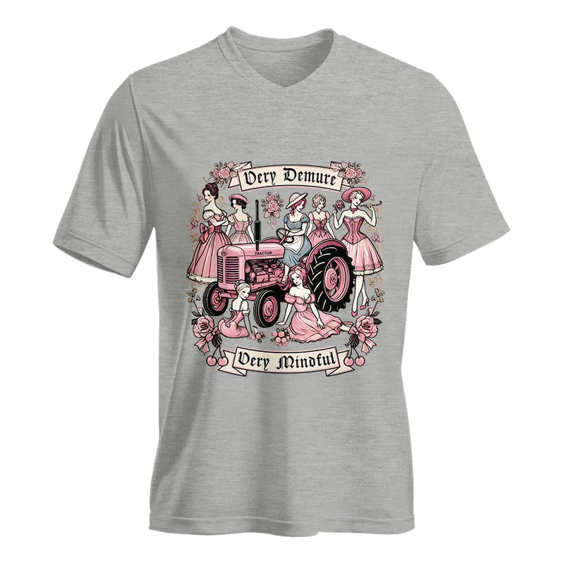 Very Demure Very Mindful Tractor - Unisex Jersey Short Sleeve V-Neck Tee