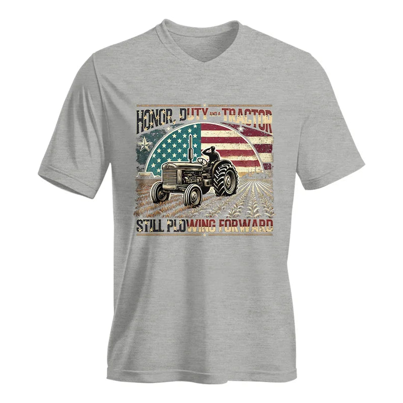 Veteran Farmer Honor Duty And A Tractor 1 - Unisex Jersey Short Sleeve V-Neck Tee