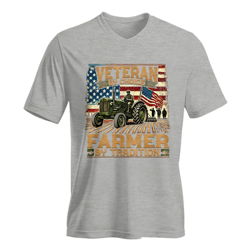 Veteran Farmer Veteran By Choice_Farmer By Tradition - Unisex Jersey Short Sleeve V-Neck Tee