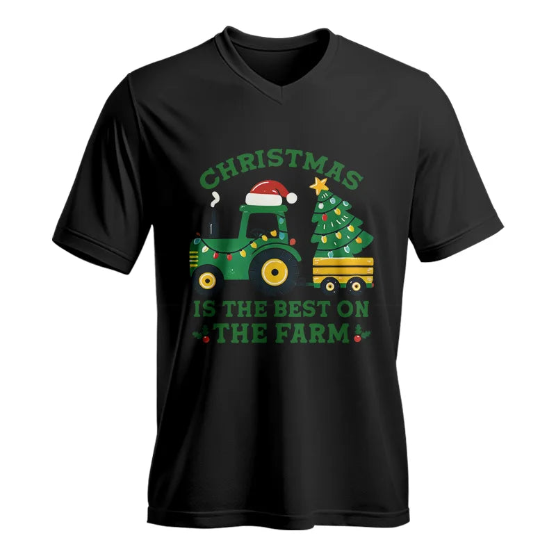 Christmas Is The Best On The Farm - Unisex Jersey Short Sleeve V-Neck Tee