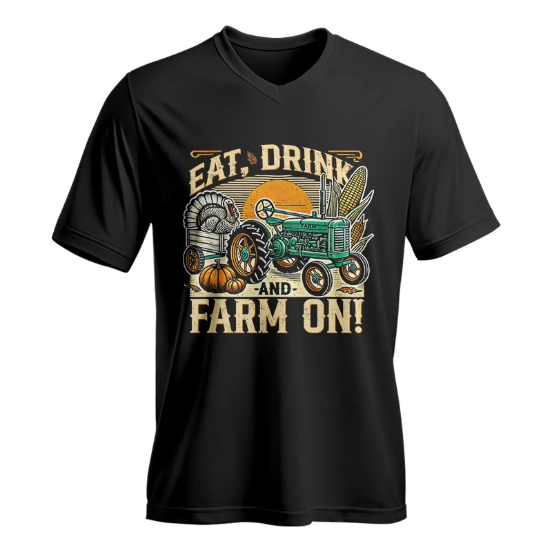 Eat Drink and Farm On - Unisex Jersey Short Sleeve V-Neck Tee