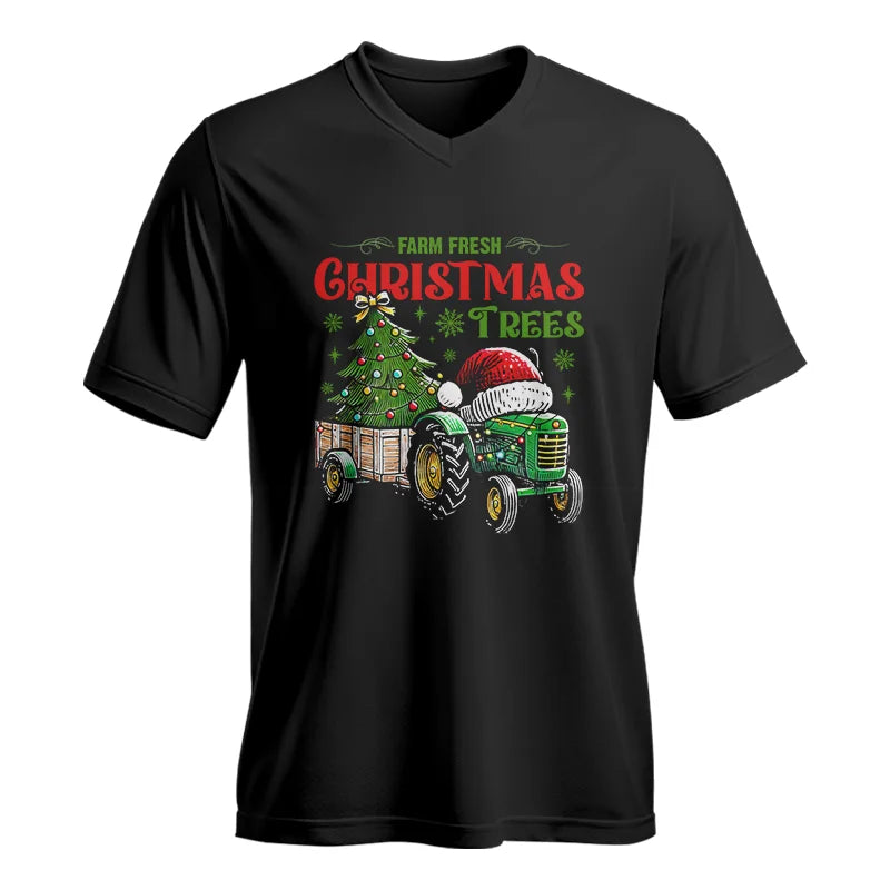 Farm Fresh Christmas Trees - Unisex Jersey Short Sleeve V-Neck Tee