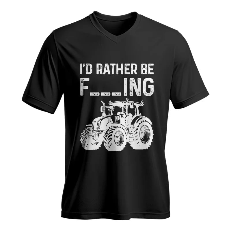 Funny I Would Rather Be Farming Tractor 2 - Unisex Jersey Short Sleeve V-Neck Tee