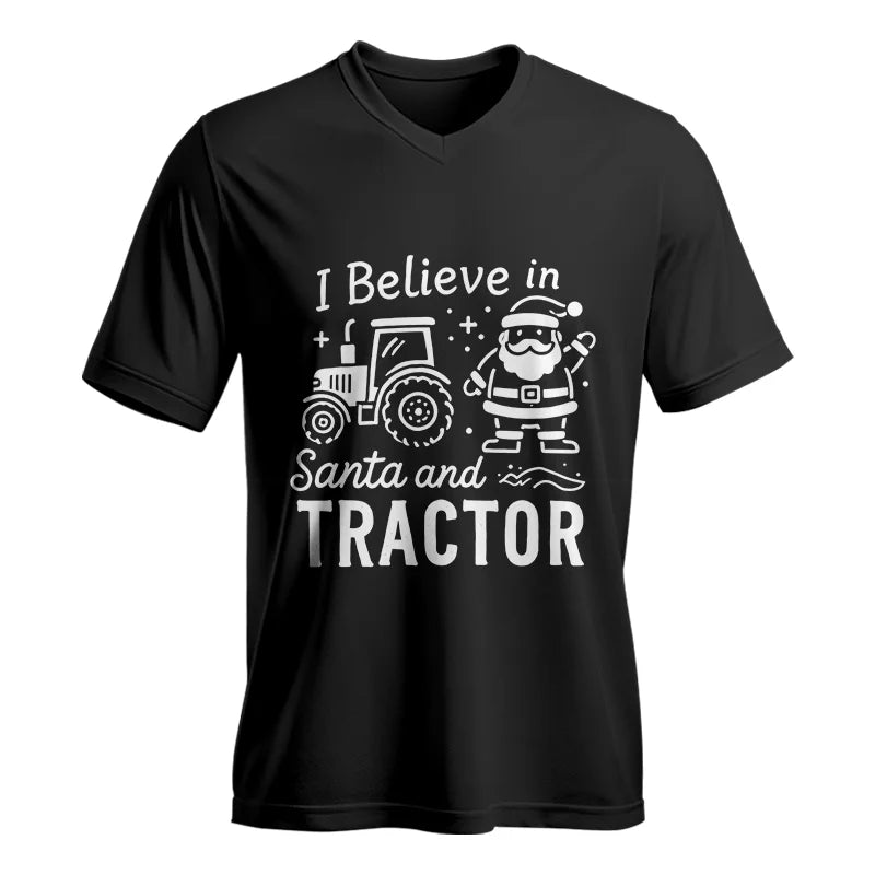 I Believe In Santa And Tractor - Unisex Jersey Short Sleeve V-Neck Tee