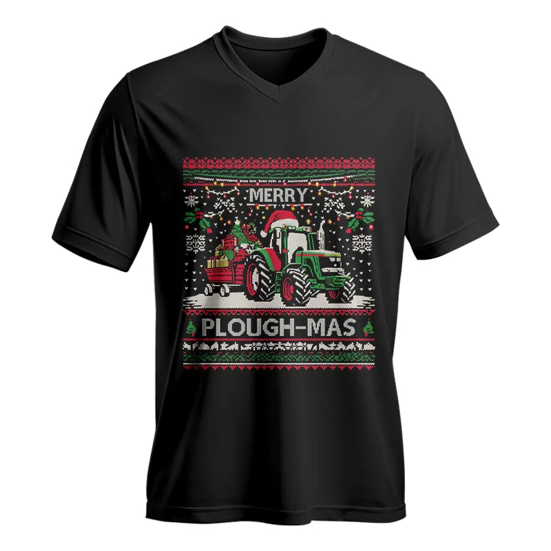 Merry Plough_Mas - Unisex Jersey Short Sleeve V-Neck Tee