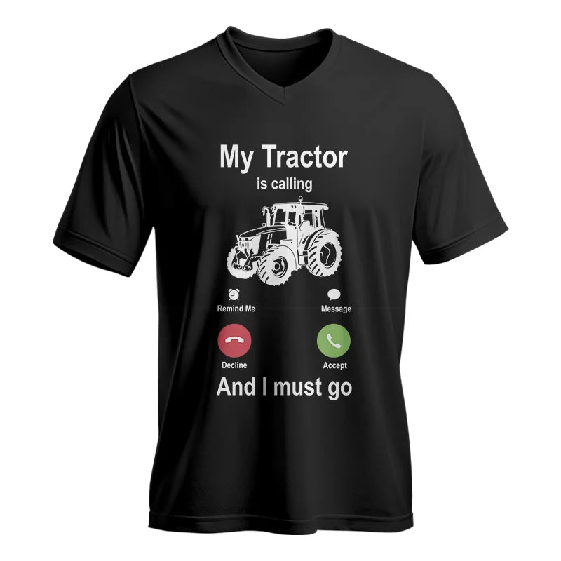 My Tractor Is Calling - Unisex Jersey Short Sleeve V-Neck Tee