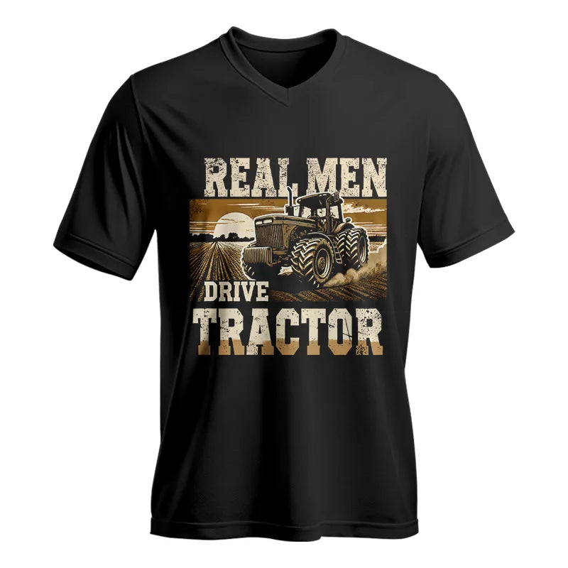 Real Men Drive Tractor - Unisex Jersey Short Sleeve V-Neck Tee