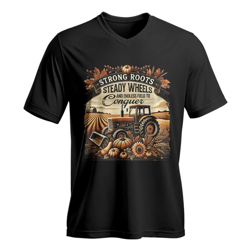 Thanksgiving Farmer Endless Fields To Conquer 2 - Unisex Jersey Short Sleeve V-Neck Tee