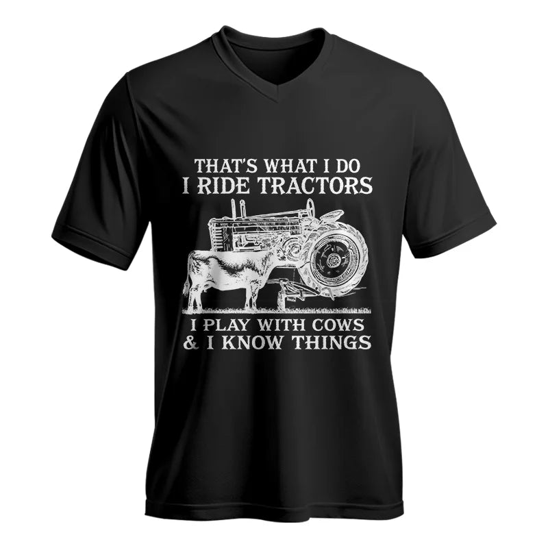 Image of That's What I Do I Ride Tractors - Unisex Jersey Short Sleeve V-Neck Tee