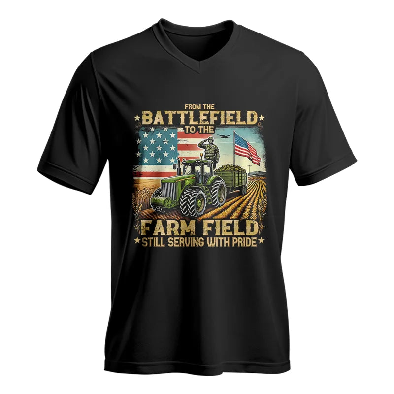 Image of Veteran Farmer From The Battlefield To The Farm Field 2 - Unisex Jersey Short Sleeve V-Neck Tee