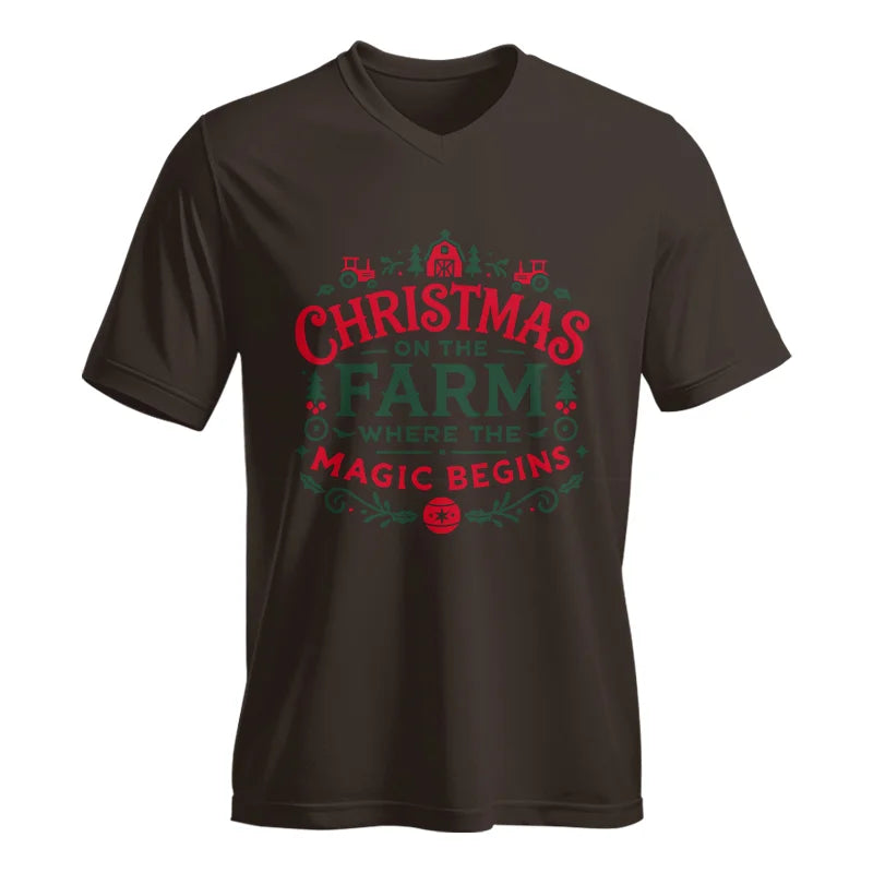 Christmas on the Farm Where the Magic Begins! 1 - Unisex Jersey Short Sleeve V-Neck Tee