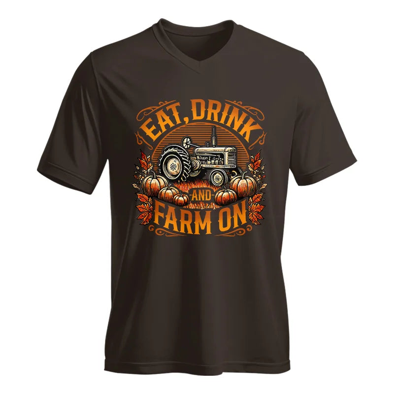 Image of Eat Drink and Farm On 2 - Unisex Jersey Short Sleeve V-Neck Tee