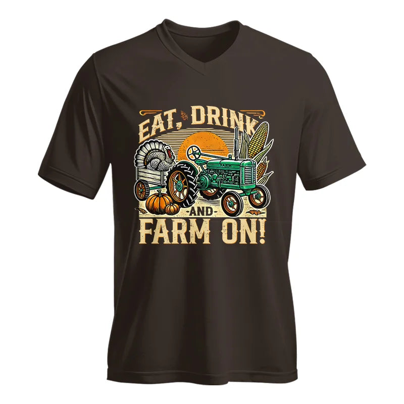 Eat Drink and Farm On - Unisex Jersey Short Sleeve V-Neck Tee