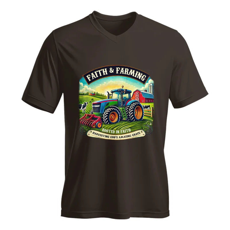 Image of Faith And Farming 2 - Unisex Jersey Short Sleeve V-Neck Tee