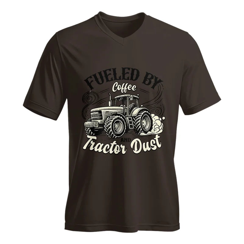 Fueled By Coffee And Tractor Dust 2 - Unisex Jersey Short Sleeve V-Neck Tee