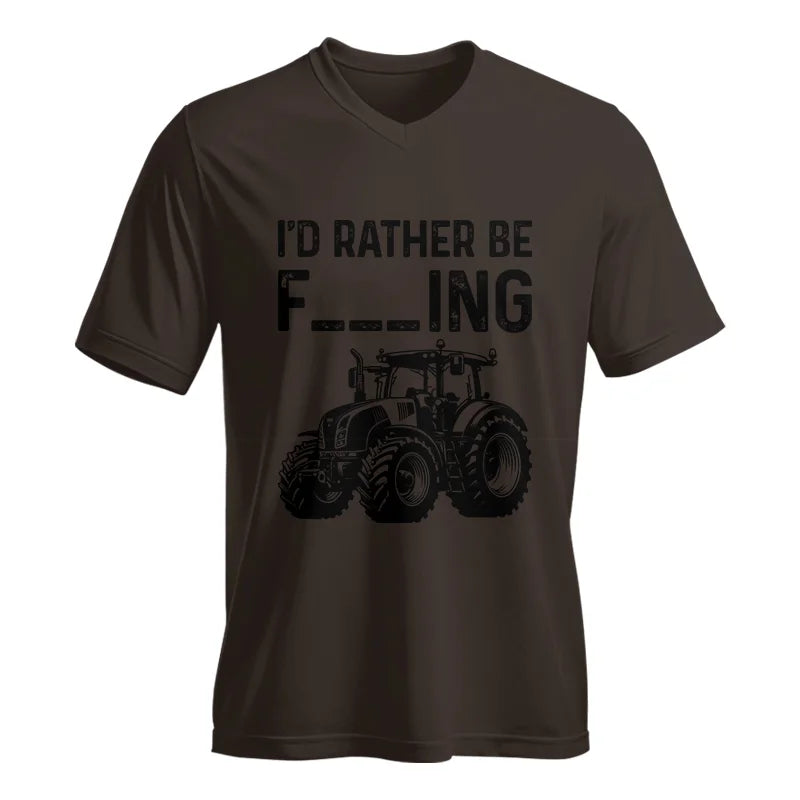 Funny I Would Rather Be Farming Tractor 1 - Unisex Jersey Short Sleeve V-Neck Tee