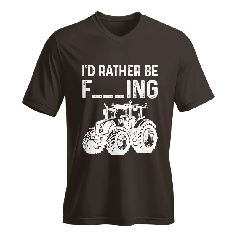 Funny I Would Rather Be Farming Tractor 2 - Unisex Jersey Short Sleeve V-Neck Tee