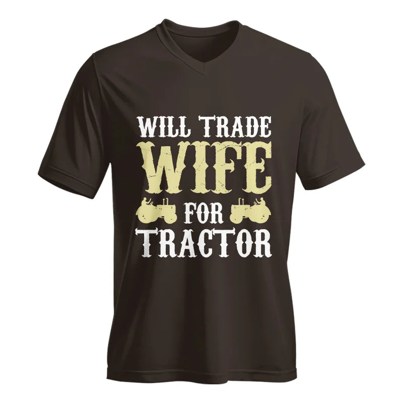 Image of Funny Will Trade Wife For Tractor - Unisex Jersey Short Sleeve V-Neck Tee