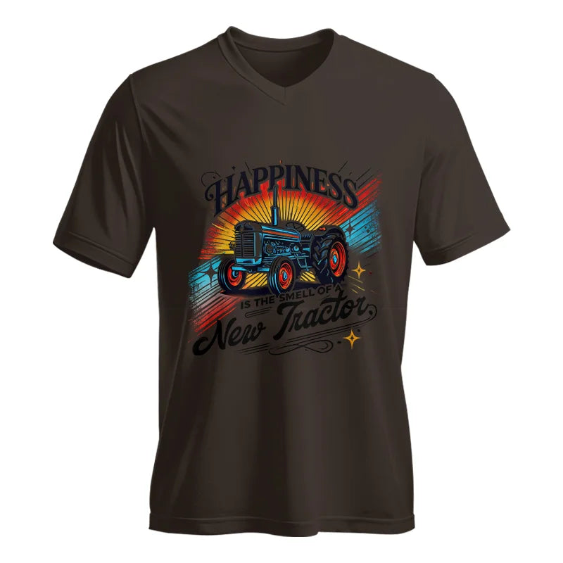 Happiness Is The Smell Of A New Tractor - Unisex Jersey Short Sleeve V-Neck Tee