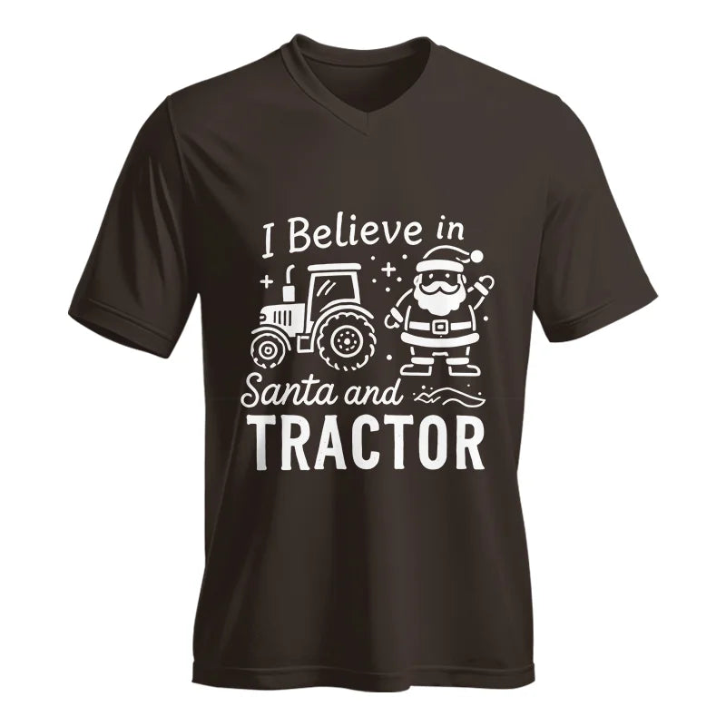 Image of I Believe In Santa And Tractor - Unisex Jersey Short Sleeve V-Neck Tee