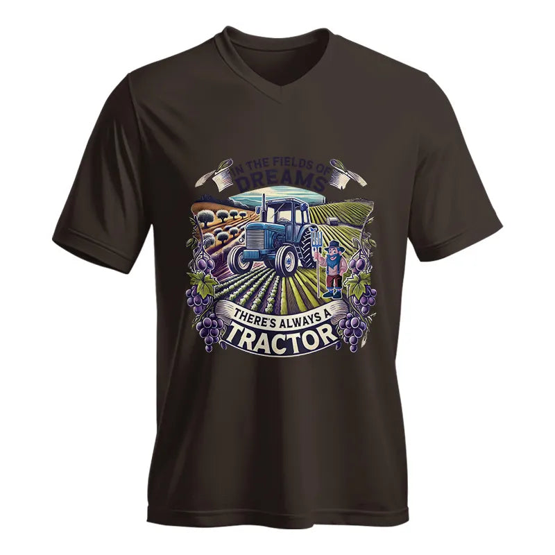 In The Fields Of Dreams There's Always A Tractor 1 - Unisex Jersey Short Sleeve V-Neck Tee