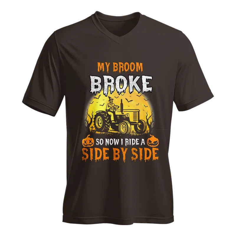 My Broom Broke_I Have A Tractor Halloween - Unisex Jersey Short Sleeve V-Neck Tee