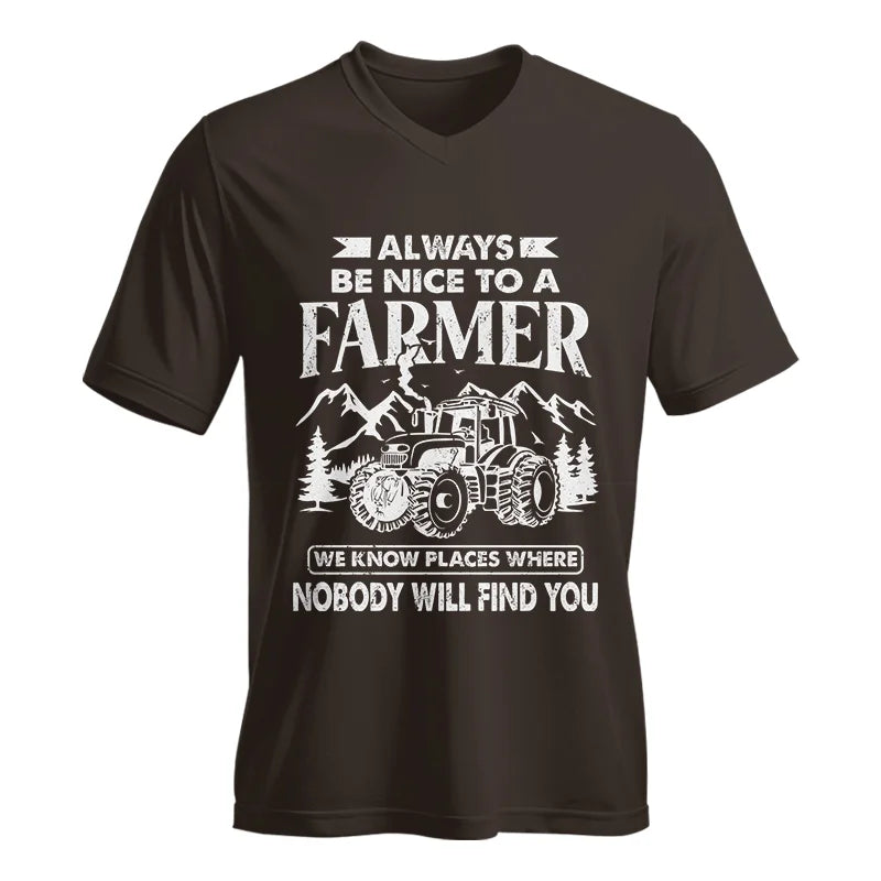 Image of Nice Farmer Funny Tractor Rancher Farming - Unisex Jersey Short Sleeve V-Neck Tee