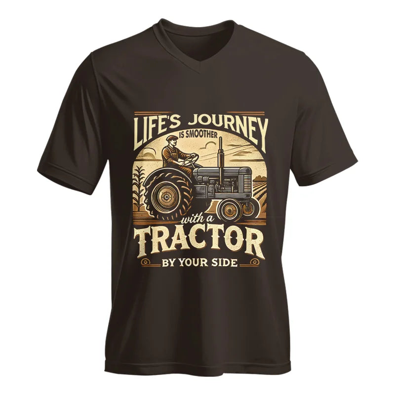 Image of Smoother With A Tractor By Your Side - Unisex Jersey Short Sleeve V-Neck Tee