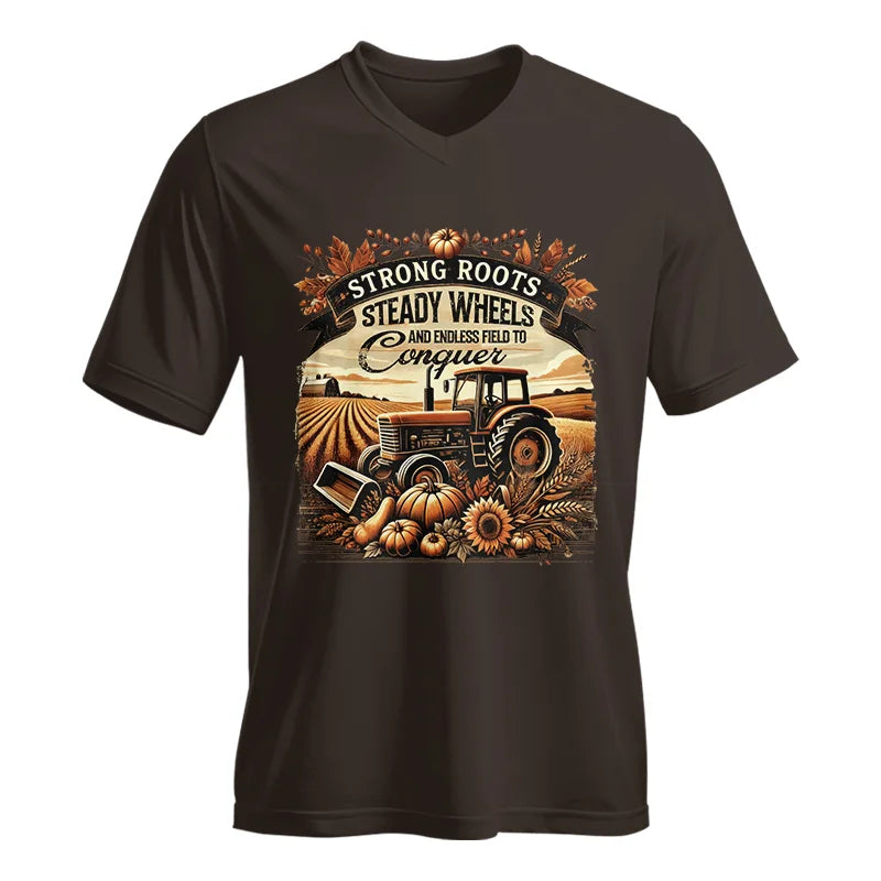 Thanksgiving Farmer Endless Fields To Conquer 2 - Unisex Jersey Short Sleeve V-Neck Tee