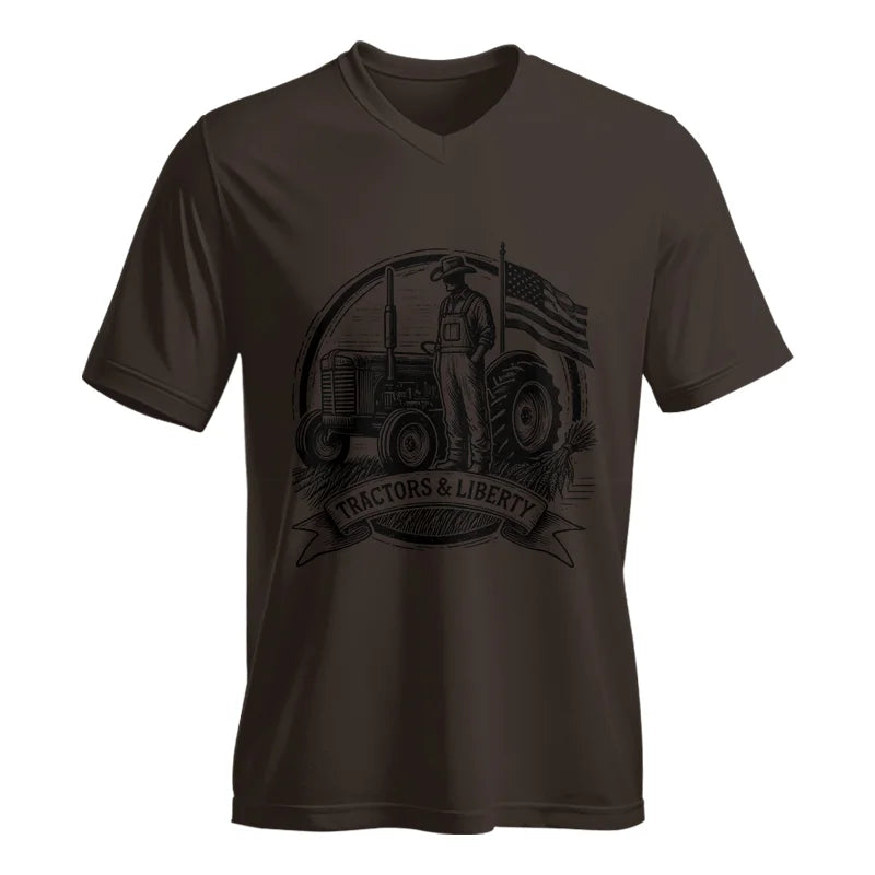 Tractors And Liberty - Unisex Jersey Short Sleeve V-Neck Tee