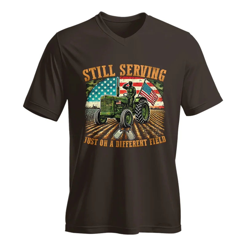 Image of Veteran Farmer Still Serving 9 - Unisex Jersey Short Sleeve V-Neck Tee