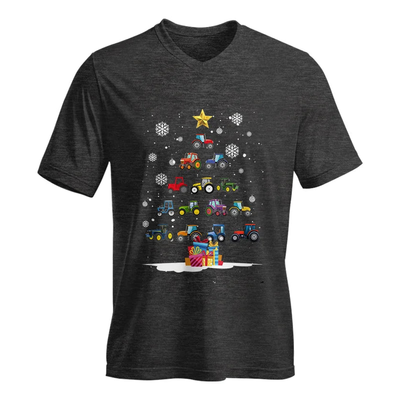 Christmas Tractor Tree - Unisex Jersey Short Sleeve V-Neck Tee