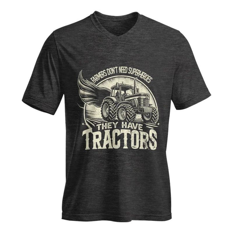 Image of Farmers Don’t Need Superheroes They Have Tractors - Unisex Jersey Short Sleeve V-Neck Tee