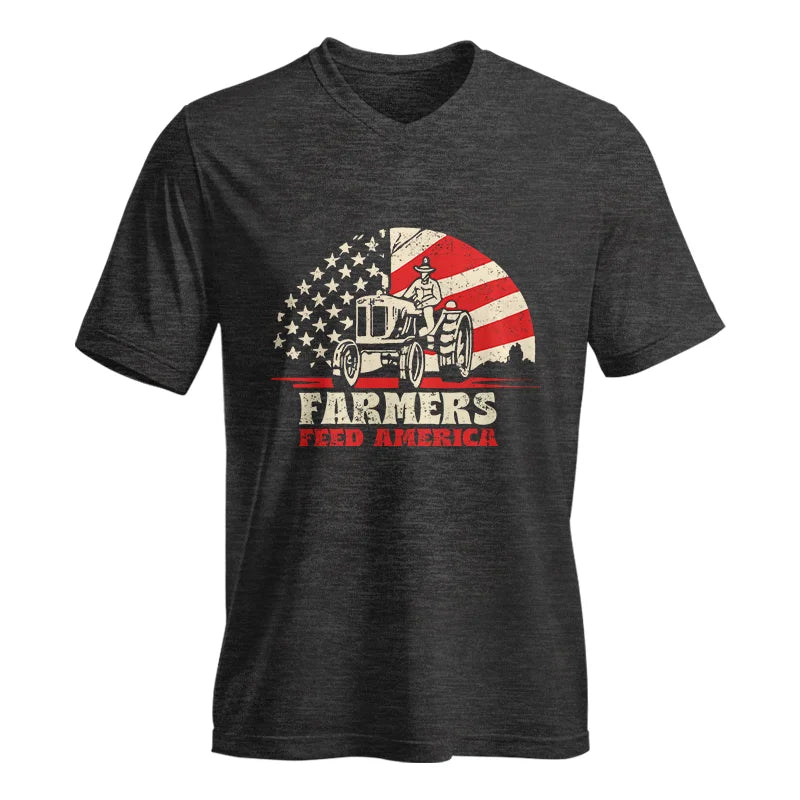 Farmers Feed America Support Farmers - Unisex Jersey Short Sleeve V-Neck Tee