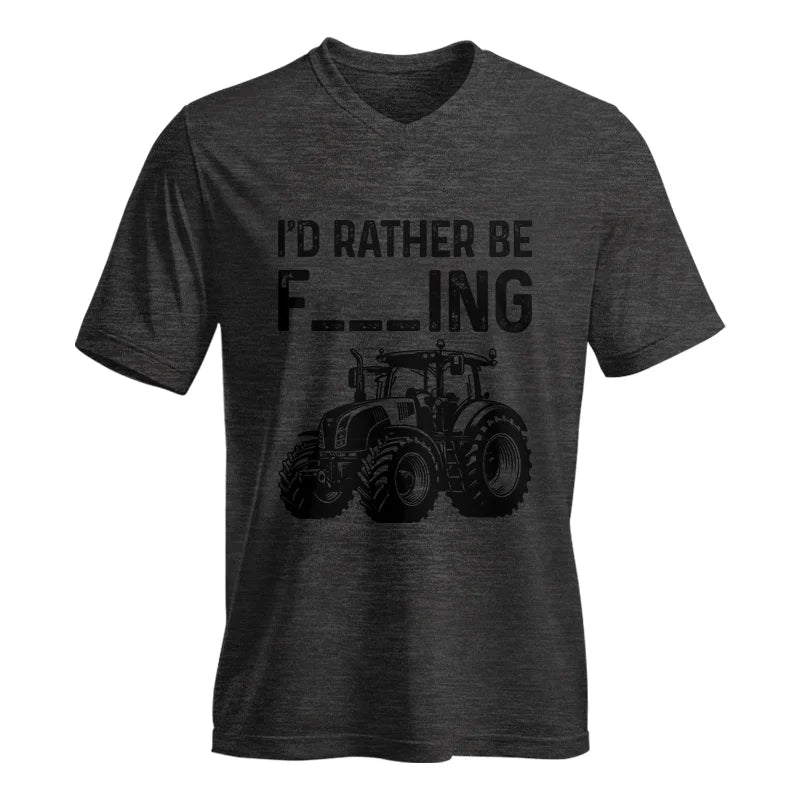 Image of Funny I Would Rather Be Farming Tractor 1 - Unisex Jersey Short Sleeve V-Neck Tee