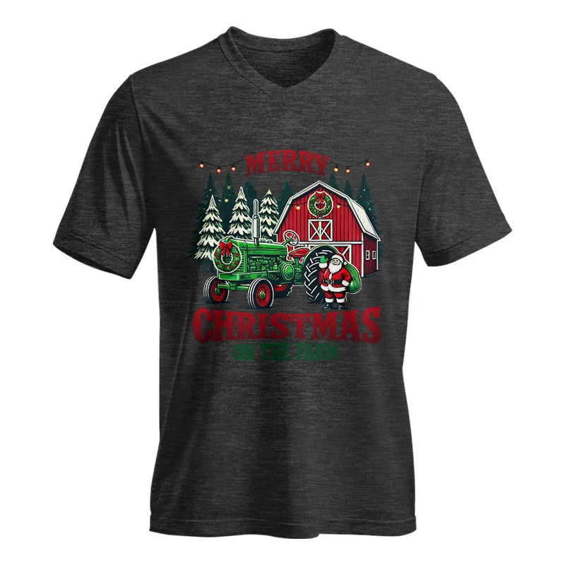 Image of Merry Christmas On The Farm 3 - Unisex Jersey Short Sleeve V-Neck Tee