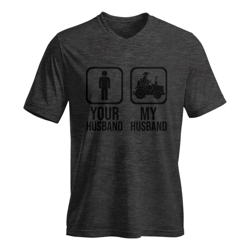 Image of My Husband Is Cooler Than Yours Funny Farm Tractor 2 - Unisex Jersey Short Sleeve V-Neck Tee