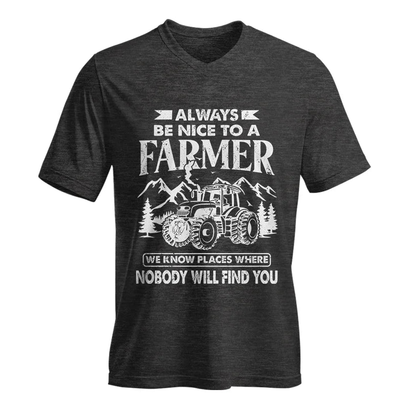 Image of Nice Farmer Funny Tractor Rancher Farming - Unisex Jersey Short Sleeve V-Neck Tee