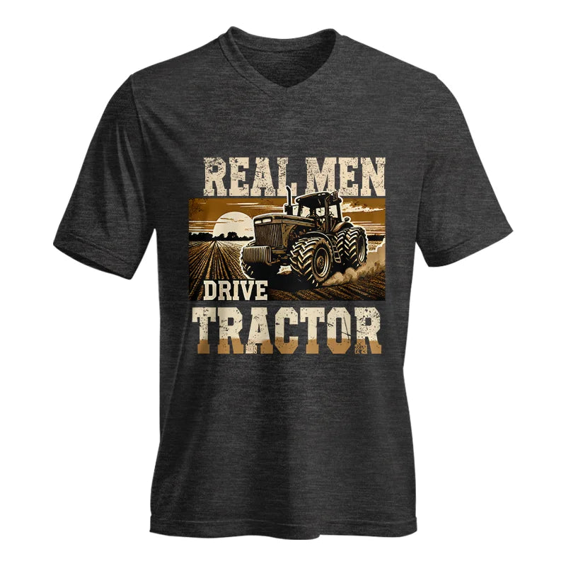 Real Men Drive Tractor - Unisex Jersey Short Sleeve V-Neck Tee