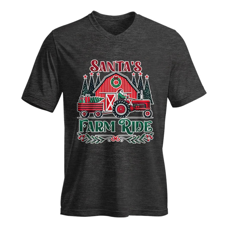 Image of Santa's Farm Ride 1 - Unisex Jersey Short Sleeve V-Neck Tee